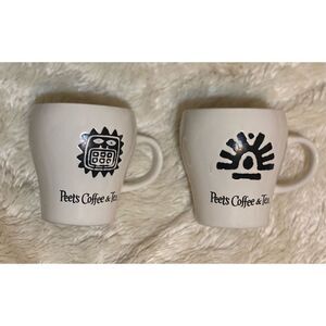 PEETS COFFEE & TEA OFF WHITE COLOR CERAMIC (2) MUGS BY BIA B67